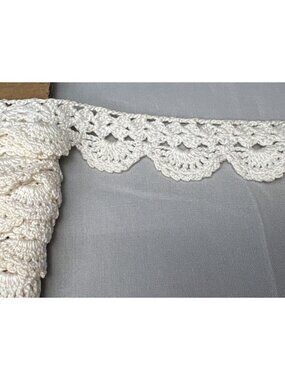 Hand-Crocheted Cream Lace Trim 1.25" x 2 yards +30" Decorative Scallop Edge Vtg